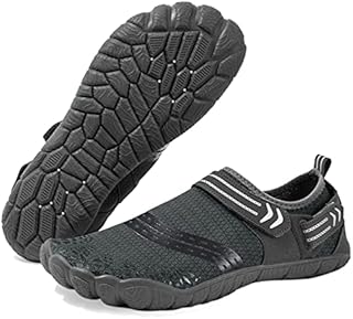 Josaywin Water Shoes for Men Quick Dry Wide Toe Aqua Shoes Adjustable Barefoot Sock for Swim Beach River Pool Surf Size 12 Dark Grey