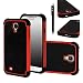 E LV Hybrid Dual Layer Armor Defender Protective Case Cover (Hard Plastic with Soft Silicon) for Samsung Galaxy S4 S IV i9500 with 1 Screen Protector, 1 Black Stylus and E LV Microfiber Sticker Digital Cleaner (Samsung Galaxy S4, Red)