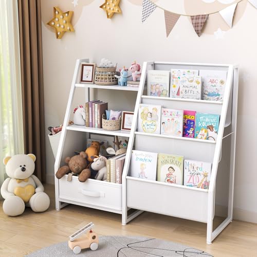 Image of BAIJIALI Kids Bookshelf and Toy Organizer, 3 Tier Bookshelf for Kids, Montessori Bookcase Book Shelf for Kids Rooms, Bedroom, Playroom,Toy Storage Organizer with Bookshelf