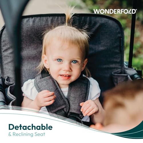 Image of WonderFold W2 Elite Stroller Wagon, Steel Frame, 2 Seater, Jet Black