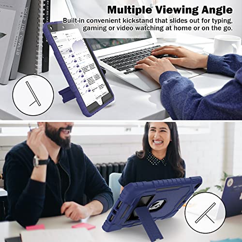 Image of ZoneFoker Case for iPad 9th /8th /7th Generation 2021 /2020 /2019(10.2 inch), Heavy Duty Military Grade Shockproof Rugged Protective 10.2 inch Cover with Built-in Stand for iPad 9 8 7 Gen (NavyBlue+Black)
