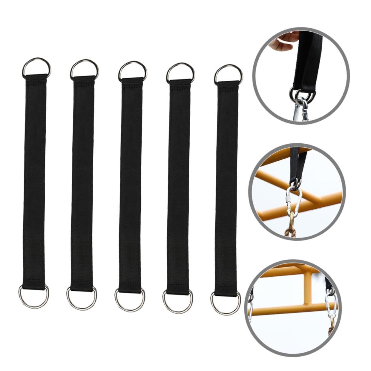 TOYANDONA 5 Ensembles Sangle De Boucle Swing Remplacement Bretelles De Plein Air Sangles De Hamac De Camping Chaise Hamac Suspendue en Polyester Black 5 Pièces * 5