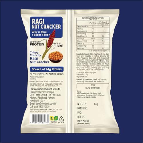 Image of Crax Ragi Nut Cracker Peanuts Namkeen - Healthy Protein Snacks with No Palm Oil 120g