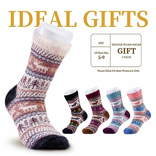 Image of SISOSOCK 5 Pairs Fuzzy Soft Cozy Comfortable Socks for Women, Casual Sleep Comfy Socks, Perfect Warm Winter Gifts for Women