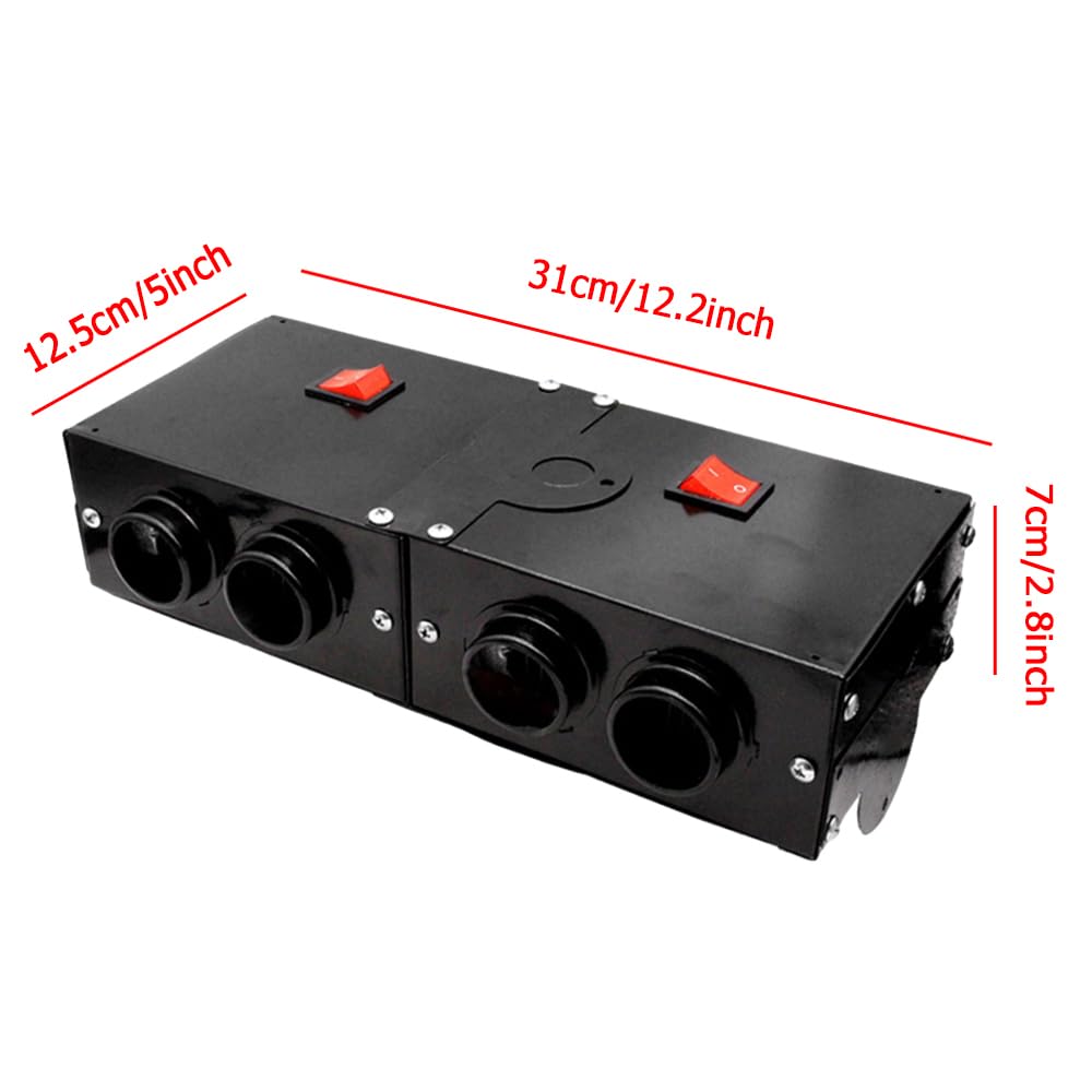 Riscaldatore per auto Riloer per camper portatile 12V 500W per auto invernale riscaldamento rapido e disappannamento sbrinamento 4 uscite d'aria compatibile con vari veicoli nero