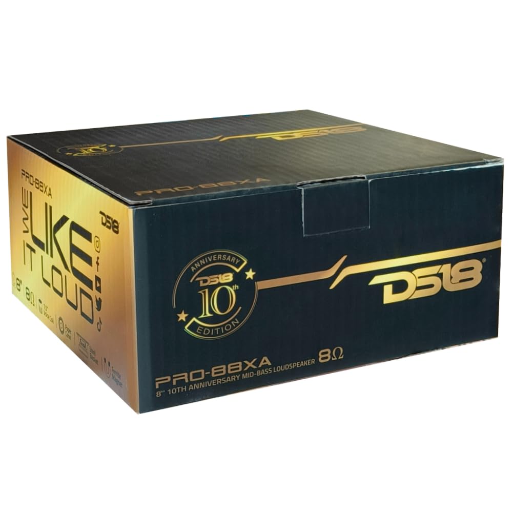 KIT SET PER DS 18 PRO-88XA altoparlante medio basso, edizione 10° anniversario, da 20 cm 200 mm 8", 275 watt rms 550 watt max, 8 ohm, 97,8 db, per casa, 1 pezzo + faston di montaggio