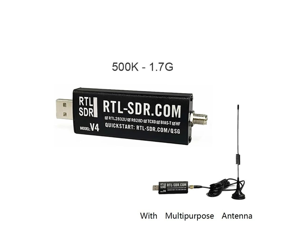 Récepteur Radio Défini Par Logiciel RTL-SDR V4 R828D RTL2832U 1PPM TCXO SMA RTLSDR, Avec Antenne Polyvalente