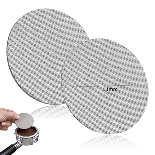 2 piezas Puck Screen 51 mm, filtro espresso para portafiltros, 1 mm y 1,7 mm de grosor, acero inoxidable 316, 150 μm, reutilizable, filtro de café para cafetera espresso