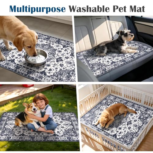 Image of Washable Pee Pads for Dogs, 2 Pack Reusable Puppy Training Pads 40 inchx26 inch Super Absorbent Waterproof Dog Training Pads, Non-Slip Potty Pads, Whelping Pads Litter Mat Navy Blue