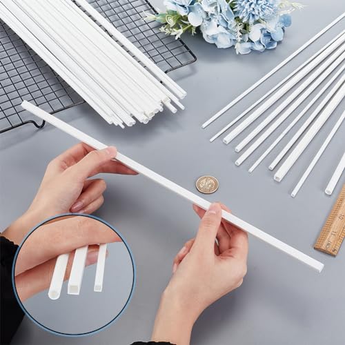 Image of OLYCRAFT 40pcs 10 Style ABS Plastic Square Tube Round Tube 15.7 Inch Length White Plastic Hollow Tubes Hollow Square Round Bar Rods Styrene Tube for DIY Sand Architectural Model Making - Mixed Style