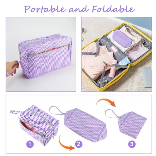 Image of zxbaers Crochet Bag Organizer, Yarn Bag with Thread Cutter, Portable Yarn Storage Organizer Knitting Bag Crochet Accessories, Gifts for Crochet Lovers, Large, Purple,White