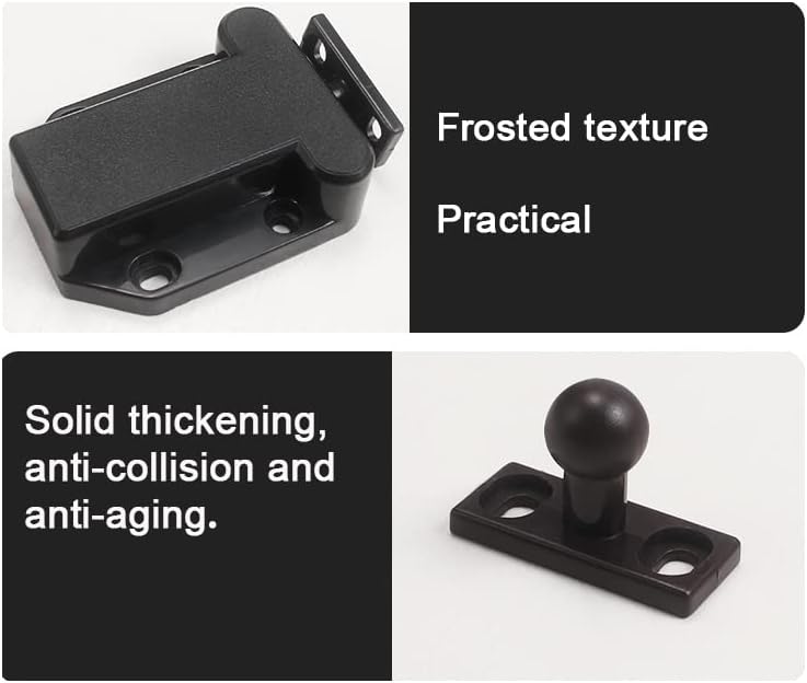 Miniatura 6 de Pestillo de empuje para gabinete, paquete de 2 cerraduras de cierre para abrir, dispositivo de bloqueo automático de rebote para cajones y puertas