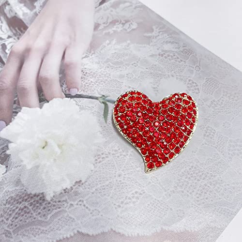 Image of Cute CZ Heart Brooch Pin for Women Teen Girls Elegant Crystal Rhinestone Hearts Lapel Pins Dance Party Wedding Jewelry Dress Suit Clothes Accessorie for Her Wife Daughter Birthday