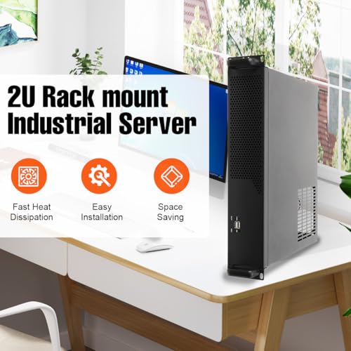 Gabinete para servidor 2U, chasis rackmount de PC, caja para servidor, profundidad de 13,78 pulgadas | compatible con placas base Mini ITX y Micro ATX (9,6 x 9,6 pulgadas), soporta 3 discos duros de 3,5 pulgadas o 2 de 3,5 pulgadas + 1 SSD de 2,5 pulgadas miniatura 5