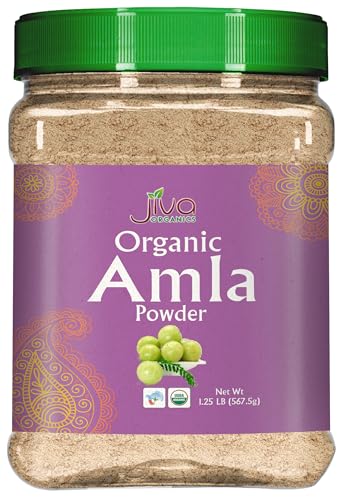 Organic Amla Powder 1.25 LB (20oz) - Pure, Lab Tested, Gluten Free, Non-GMO, Pure Amalaki Powder From India, Vitamin C, Bulk Bag, 100% Raw & Natural - by Jiva Organics
