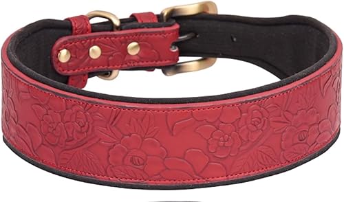 Collar de cuero para perros, para perros grandes, medianos y perros pequeños, collar acolchado suave ajustable para perros, collares de cuero con