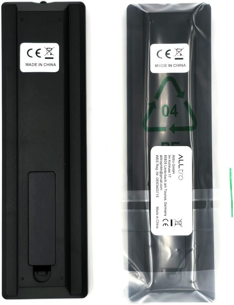 Back view of the Alltro Replacement Remote Control showing battery compartment