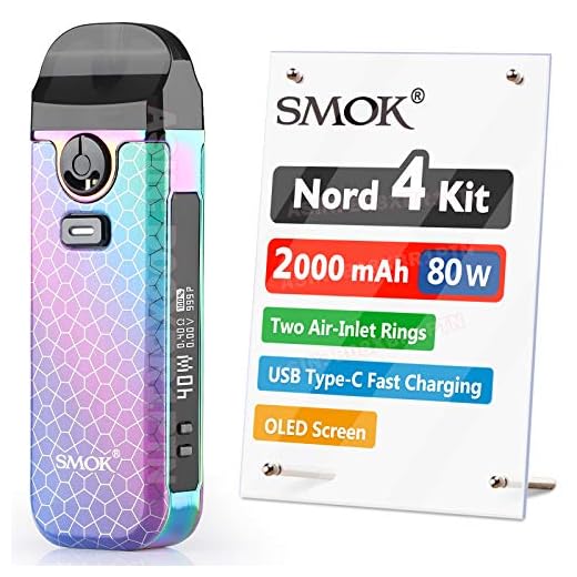 Official SMOK Nord 4 E Cigarette Vape Starter Kit, 80W 2000mAh, 2ml Airflow Control Vaping, OLED Display, USB Type-C Fast Charging, RPM Mesh 0.4ohm coil preinstalled, No Nicotine, 7-Color Armor