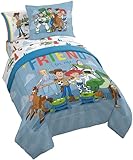 Jay Franco Kids Comforter Set Includes Sheets and Pillow Cover - Soft and Cozy Bed Set for Stylish Room Decor, Blue - Toy Story, 7 Piece Full