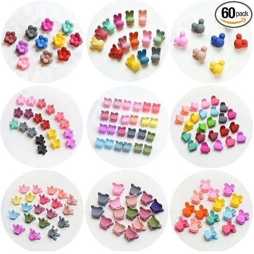Image of NEOBABY Mini Colorful Multiple Designs Hair Clip for Multiple Hair Styling | Hair Claws Accessories for Kids Baby Girls and Women's (RandomDesigns, Pack of 50)