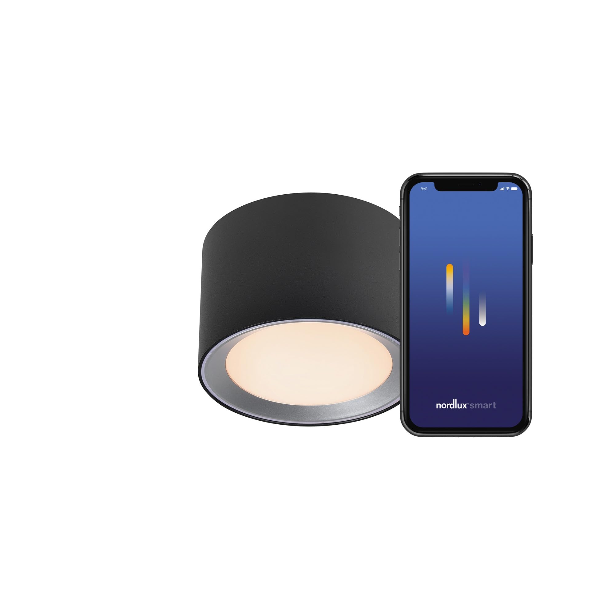 Nordlux Landon Smart Deckenleuchten 2er-Set Schwarz – IP44 App-Steuerung, Dimmbar & Tunable White (2700-6500K), Flaches Design für Bad, Küche & Flur – Jetzt Günstiger im Doppelpack!