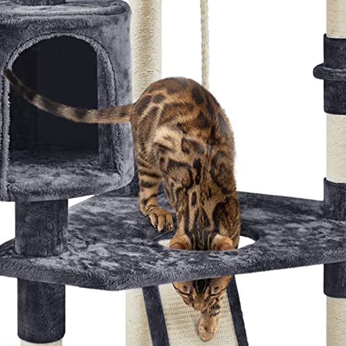 Torre para gato grande 79 pulgadas multi-niveles gris oscuro miniatura 5