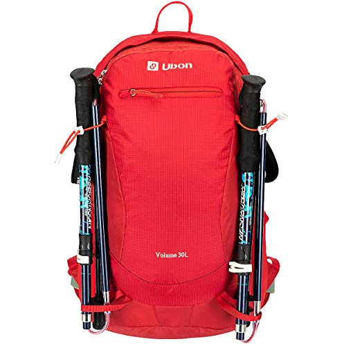 Ubon Camping Backpack 30L Waterproof Breathable Pack for Men Women Unisex Red