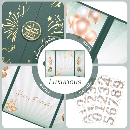 Image of Green Gold Birthday Party Decorations,18 inch x 12 inch Creative Birthday Decorations Guest Sign in Book Alternative, for Men and Women of All Ages, Happy Birthday Party Supplies