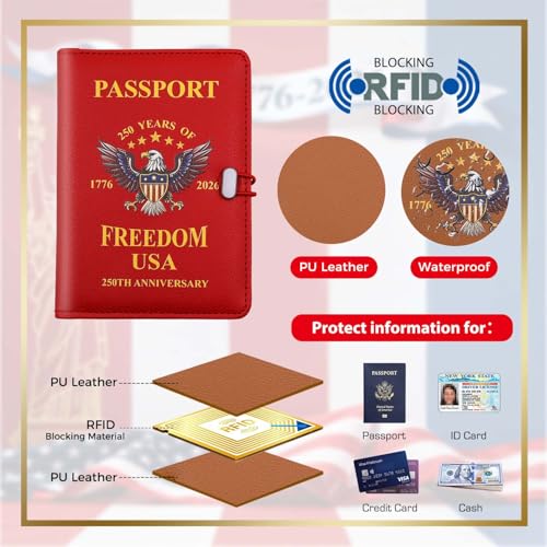 Image of Melsbrinna Premium Leather Passport Holder Covers Case, Waterproof Rfid Blocking Travel Wallet Passport Holder with Pen Holder, Cute Passport Book for Women /Men