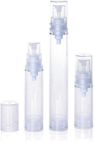 Miniatura 7 de UPSTORE 6 botellas de plástico transparente sin aire de 0.17 onzas (0.2 fl oz), dispensador de tamaño de viaje, dispensador de maquillaje, vial de