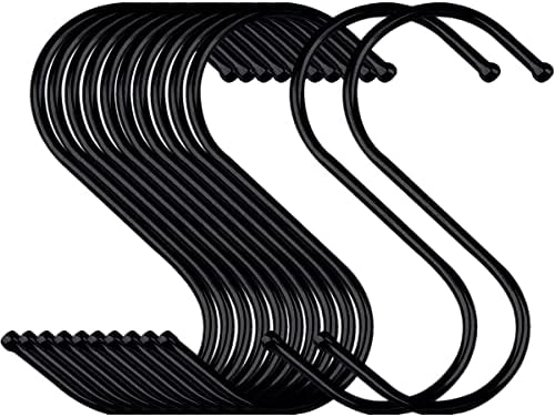 ALTKOL S Hooks for Hanging, 30-Pack S Shaped Hook Heavy Duty Hanging Hooks for Pots, Pans, Plants, Bags, Cups, Clothes, 3.5 Inch Metal (Black)
