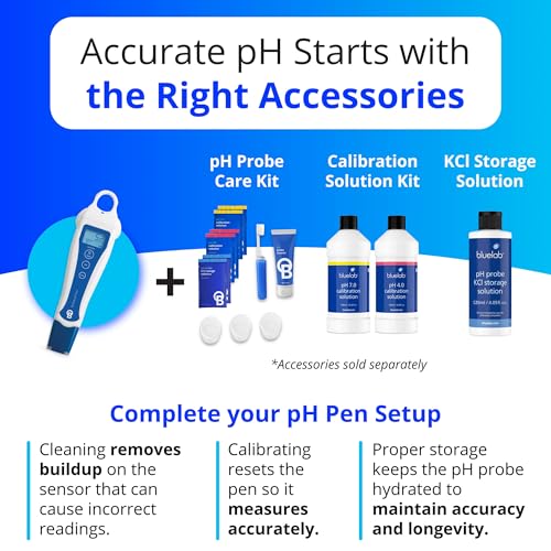 Bluelab pH Pen - ± 0.1 pH Accurate, Durable Double Junction Probe, Waterproof & Floats, Auto Temperature Compensation, Easy Calibration - Made in NZ