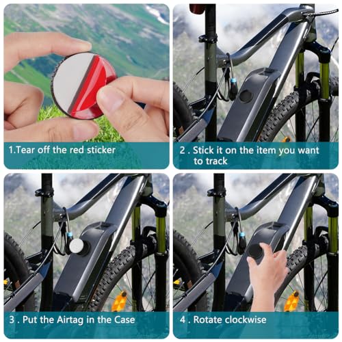 AXFEE Airtag Halterung 4er Pack, Airtag Hülle IPX8 wasserdichte mit Superkleber Stoßfest Kratzfest Airtag Halter, Airtag-Aufkleber-Halterung für Fahrrad, TV Fernbedienung, Drohne,Brieftasche,Gepäck