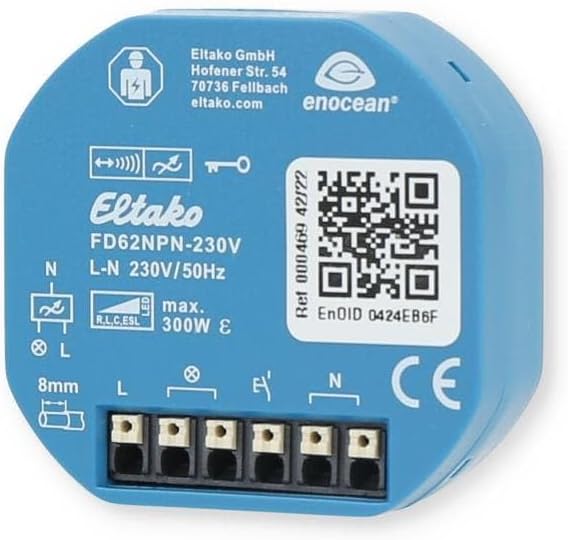 Close-up of Eltako FD62NPN-230V wiring terminals