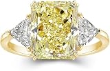 Rajput Traders ! Lab Created Yellow Diamond engagement Ring, 4.50Ct, 3-Stone Radiant Cut, 14K Yellow Gold Plated (yellow, 7.5)