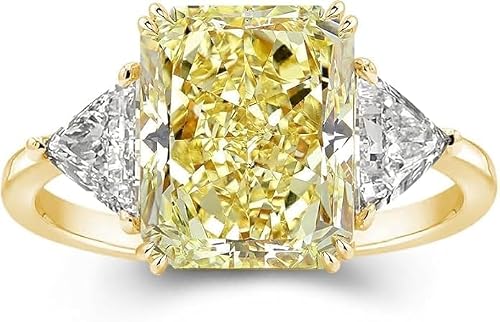 Rajput Traders ! Lab Created Yellow Diamond engagement Ring, 4.50Ct, 3-Stone Radiant Cut, 14K Yellow Gold Plated (yellow, 5.5)