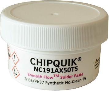 Chip Quik NC191AX50T5 Smooth Flow Leaded Solder Paste Sn63/Pb37 T5 50g Jar