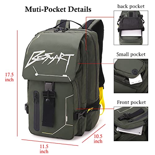 Be Smart Hiking Outdoor Travel Backpack With Cyberpunk Design, Water-Resistant Laptop Daypack Book Bag With Multi-Layer For Men & Woman (Army Green) #TOP3