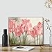 Kimily Paint by Numbers DIY Painting Kit for Adults Kids, Pink Tulips, Acrylic Painting for Home Wall Decoration
