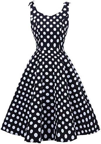 Women's 1950's Bowknot Vintage Retro Polka Dot Rockabilly Party Swing Dress
