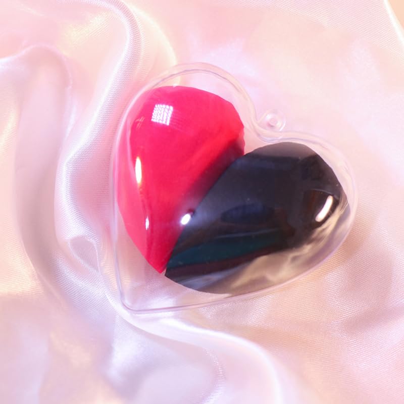Multi-Color Non-Latex Makeup Sponge – Soft & Versatile Beauty Blending Egg for Foundation, Concealer & Contour – Dry/Wet Use, Travel-Friendly with Heart-Shaped Case (Rose red and black)