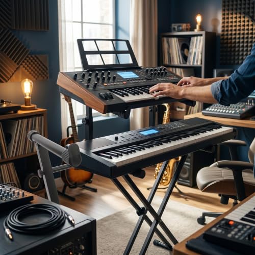 2 Tier Keyboard Stand Adapter, Universal Adjustable Second Tier Piano Keyboard Stand Extension Adapter Digital Piano Holder Rack 2 Tier Riser for Keyboards Stand by banapoy - Image 3