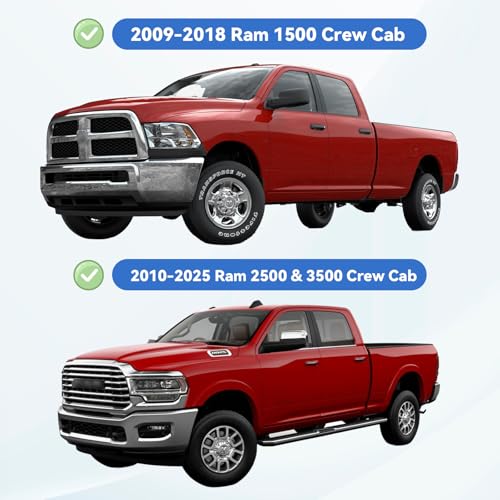 Image of Window Visors Rain Guards for 2009-2018 Ram 1500 Crew /Mega Cab, 2010-2025 Ram 2500 & 3500 CrewCab Window Vent Wind Deflectors Visors Shades