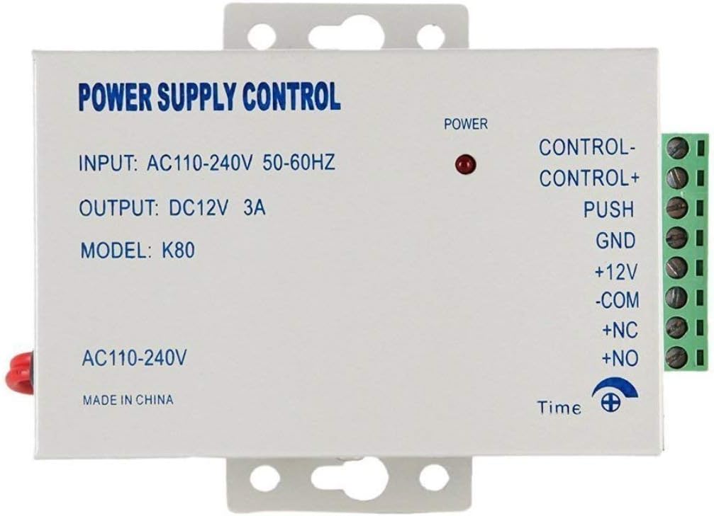 - K80 12V 3A Power Supply Control for Video Door Phone System & Video Intercom Input AC 110-240V Support NO/NC Electric Door Lock and Exit Button Video Doorbell Power Supply
