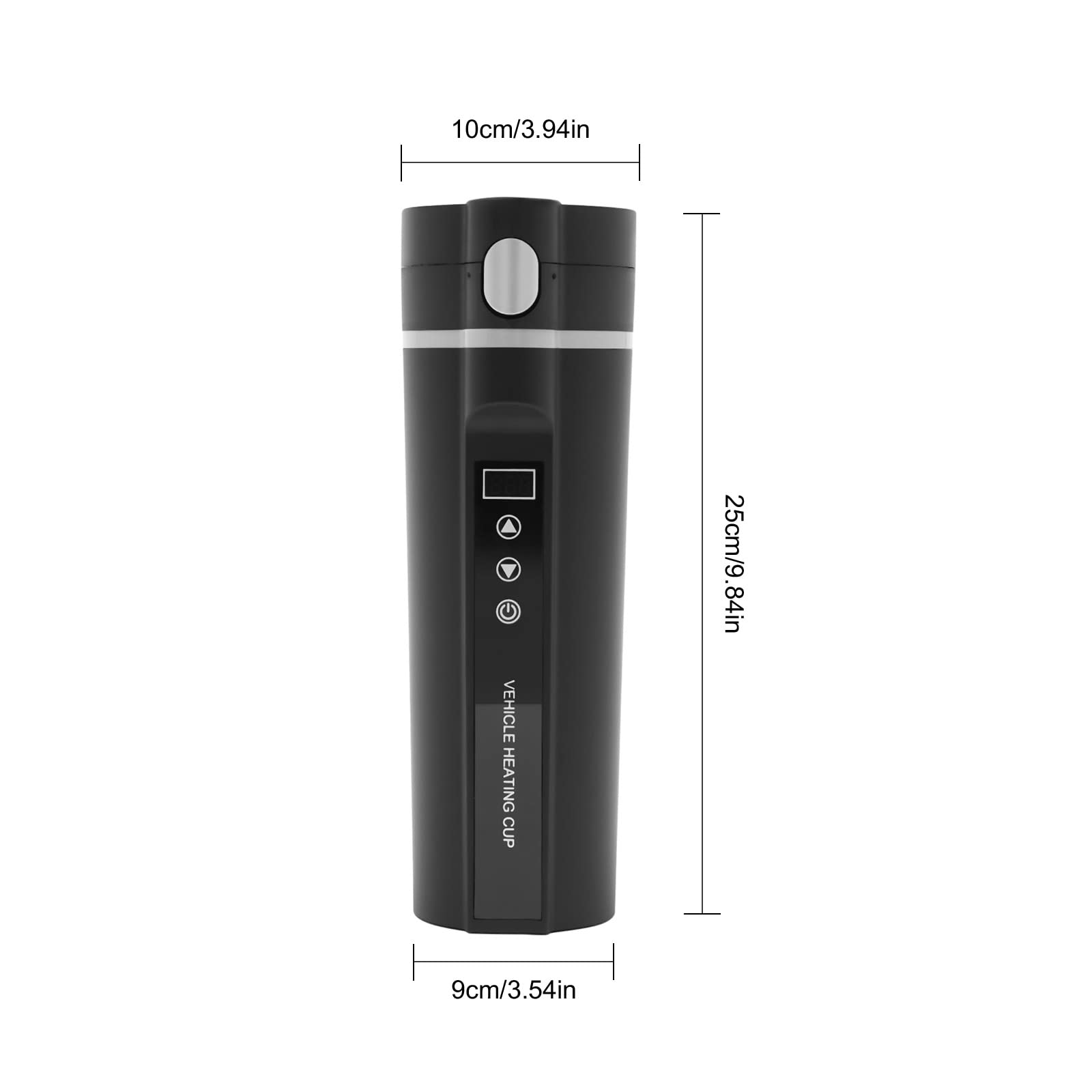 Taza de viaje eléctrica portátil, con pantalla LED, acero inoxidable 304, 450 ml, para coche de 12 V/24 V, longitud de cable de 31,49 pulgadas, para calentar y mantener caliente el agua potable, café