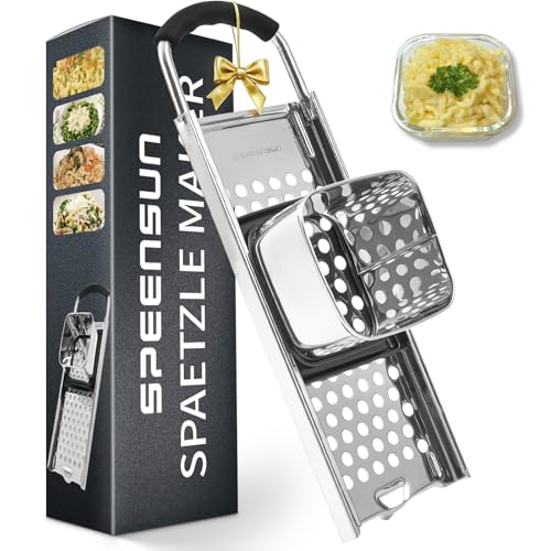 Spätzlehobel,Spätzlepresse mit Gummigriff,Spätzlereibe aus hochwertigem Edelstahl spülmaschinenfest,Spätzlesieb ist ideal für selbstgemachte Spätzle und Knöpfle für alle Töpfe bis Ø 30 cm. Spätzlehobel,Spätzlepresse mit Gummigriff,Spätzlereibe aus hochwertigem Edelstahl spülmaschinenfest,Spätzlesieb ist ideal für selbstgemachte Spätzle und Knöpfle für alle Töpfe bis Ø 30 cm.