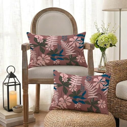 Coussin extérieur imperméable fermeture éclair invisible housse rose 50x70 - 6