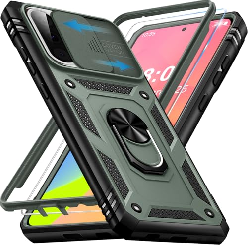 Coque Samsung Galaxy A57 5G vert avec protège-écran et anneau