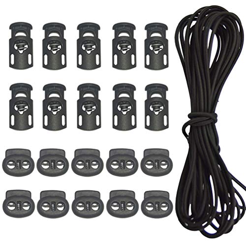 20 Pcs Plastic Cord Locks - 10 pcs Double-Hole & 10 Pcs Sing-Hole DIY End Spring Stop Toggle Stoppers
