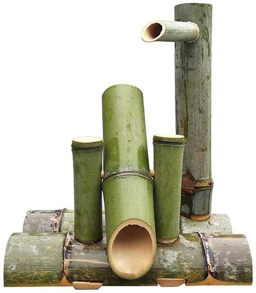 Aioneer Bamboo Fountain WaterFountain Pump Decor Water Spout With Pump Sculptures Statues Arts Crafts For Garden Home Decoration Waterfall Outdoor Japanese Garden Feature,35Cm Ornaments Decoration
